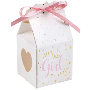 Santex 6 BALLOTINS BABY SHOWER GIRL 4X4X4CM RUBAN ROSE pas cher