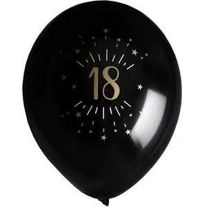 Santex 8 BALLONS LATEX GE 18 ANS Ø23CM NOIR pas cher
