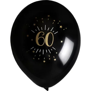 Santex verjaardag leeftijd ballonnen 60 jaar - 8x stuks - zwart/goud -... pas cher