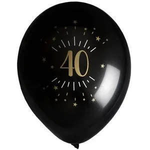Santex verjaardag leeftijd ballonnen 40 jaar - 8x stuks - zwart/goud - 23 cm - Feestartikelen pas cher