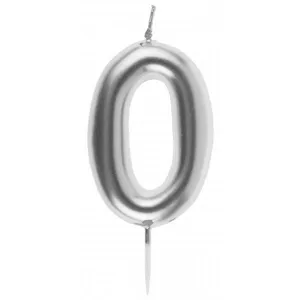 Bougie ARGENT chiffre 0 pas cher