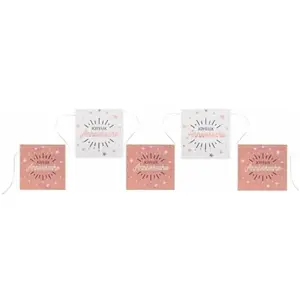 SANTEX Banderole fanion carré anniversaire blanc et rose gold métallique 5m (x1) REF/6653 pas cher