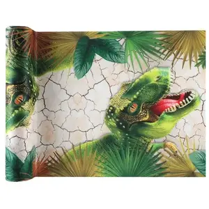 Comparateur de prix : CHEMIN DE TABLE INTISSÉ T-REX JURASSIC 30CMX5M Vert, Anis, Menthe, Eau