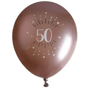 Santex verjaardag leeftijd ballonnen 50 jaar - 6x stuks - rosegoud - 30 cm - Abraham/Sarah pas cher