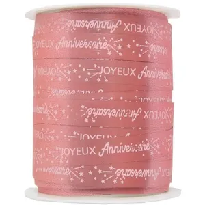 SANTEX Bobine ruban bolduc joyeux anniversaire rose gold métallique 25m x 10mm (x1) REF/6774 pas cher