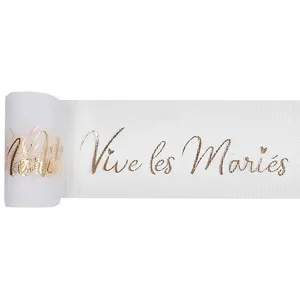 CHALAYER RUBAN TULLE POLYESTER VIVE LES MARIÉS 8CMX10M OR Or pas cher