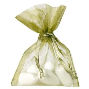 SANTEX Contenant sachet organdi vert sauge/olive (x10) REF/2462 thème Champêtre/nature pas cher