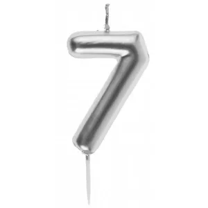 Bougie ARGENT chiffre 7 pas cher