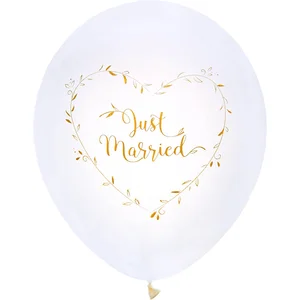 SANTEX Ballon hélium - Just Married - Noir - Latex - Décoration de fête - Mariage romantique pas cher