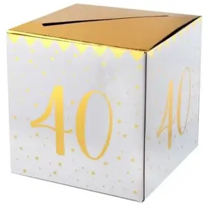Santex Tirelire anniversaire blanche et or 40ans (x1) REF/6186 pas cher