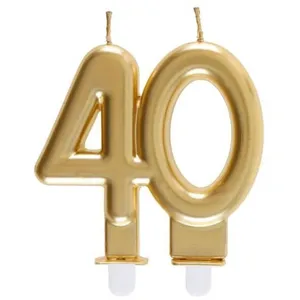 SANTEX Bougie dorée métallisée 40ans pour décoration gâteau d'annivers...