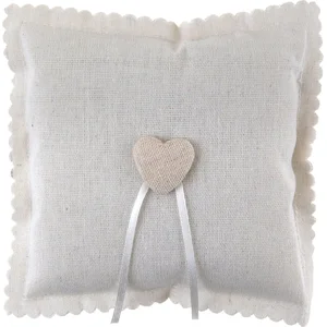 Santex Bruiloft/huwelijk trouwringen kussentje/ringkussen - jute look - creme wit - 15 x 15 cm pas cher