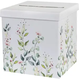 SANTEX URNE MARIAGE VÉGÉTAL 20X20X20CM BLANC pas cher
