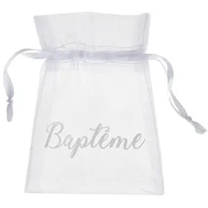 Pochons de Baptême - LE GEANT DE LA FETE - Lot de 6 - Organdi - Blanc - Classique pas cher