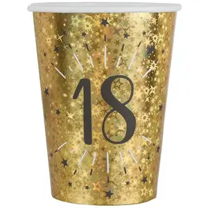 Comparateur de prix : Santex Verjaardag feest bekertjes leeftijd - 10x - 18 jaar - goud - karton - 270 ml
