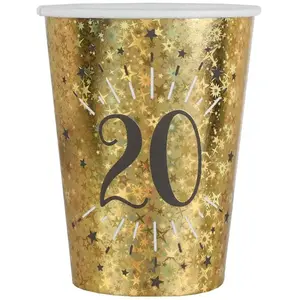 Santex Verjaardag feest bekertjes leeftijd - 10x - 20 jaar - goud - ka...Vendu parcdiscount
