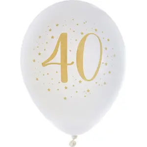 Santex verjaardag leeftijd ballonnen 40 jaar - 8x stuks - wit/goud - 2...Vendu parbol