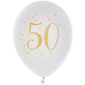 Santex verjaardag leeftijd ballonnen 50 jaar - 8x stuks - wit/goud - 23 cm - Abraham/SarahVendu parbol