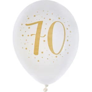 Santex verjaardag leeftijd ballonnen 70 jaar - 8x stuks - wit/goud - 2...