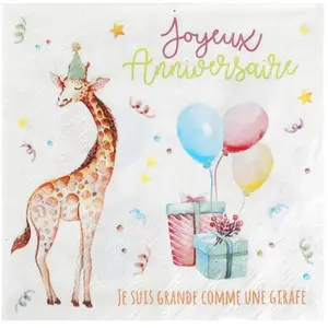 20 Zookinder Anniversaire servetten 33cm pas cher