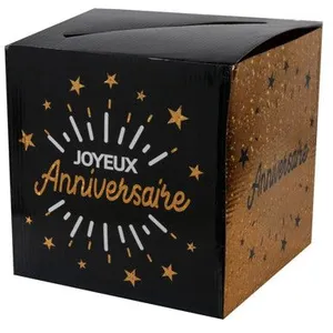 SANTEX Tirelire urne Joyeux Anniversaire NOIRE ET DOREE métallique pas cher