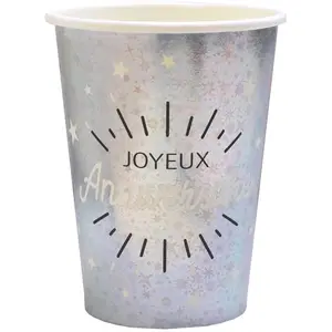 Gobelets Anniversaire Etincelant métal Argent - SANTEX - 6648-4 - Carton - Adulte pas cher