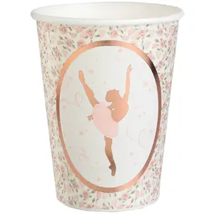 SANTEX - 10 kartonnen bekers ballerina 7,8 x 9,7 cm roségoud pas cher