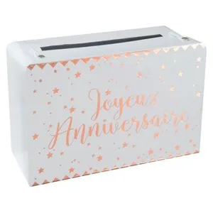 CHALAYER TIRELIRE CARTON ANNIVERSAIRE 24X16X10CM ROSE GOLD pas cher