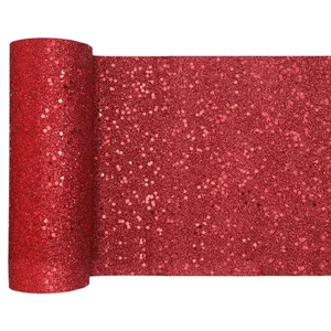 Santex Glitter Tafelloper smal op rol - rood - 18 x 500 cm - polyester pas cher