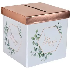 SANTEX Tirelire urne mariage Champêtre Bucolique blanche, verte et rose gold (x1) REF/7290 pas cher