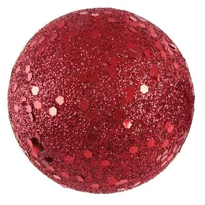Sachet de 50 mini-Boules pailletées 1cm, Rouge pas cher