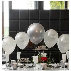 SANTEX Ballon métal en latex de 30 cm en argent (x6) REF/7295 pas cher