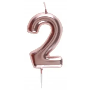 Bougie ROSE GOLD chiffre 2 pas cher