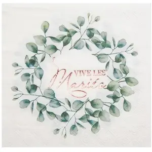 Serviettes de table jetable papier mariage bucolique 33cm vert - Vert, Anis, Menthe, EauVendu parcdiscount