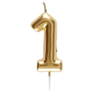 Bougie - OR - Chiffre 1 - Décoration de fête - Intérieur - Anniversaire pas cher