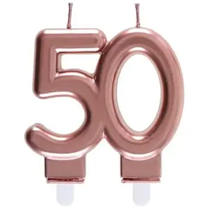 SANTEX REF/6932 -Décoration gâteau anniversaire avec bougie 50 ans ros... pas cher