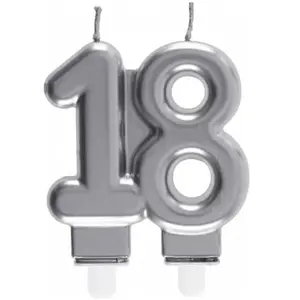 SANTEX Bougie décorative pour gâteau d’anniversaire 18ans argentée mét...Vendu parcdiscount