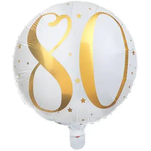 Ballon - Alu - 80 ans - Gonflable - 45 cm - Blanc pas cher