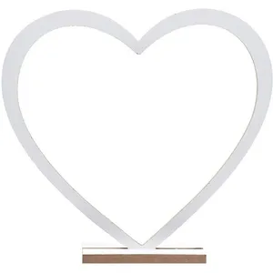CHALAYER DÉCORATION COEUR MARIAGE BOIS 39X4X37CM BLANC pas cher