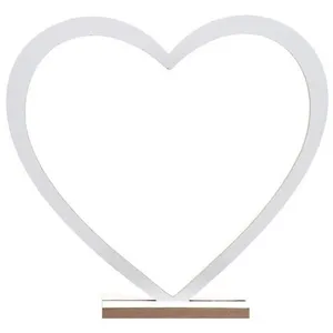 Décor de table Coeur blanc en bois 25 cm pas cher