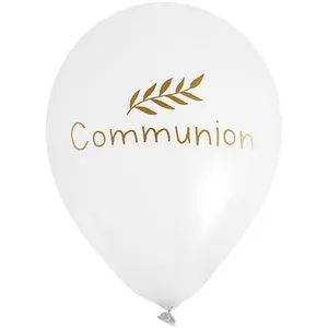 CHALAYER 6 BALLONS COMMUNION LATEX 30CM BLANC OR pas cher