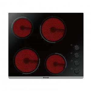 Plaque Vitrocéramique - BRANDT BPV6410B - 4 foyers - Radiant - Noir pas cher