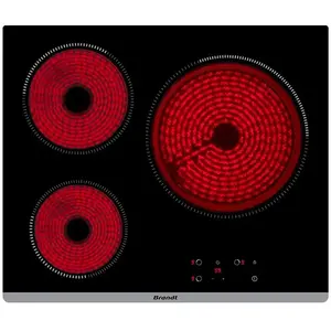 Table Vitrocéramique - BRANDT - BBPV4631B - 3 Feux - Rouge - 59 cm x 5... pas cher