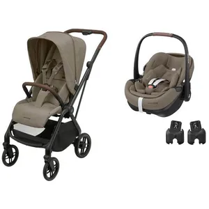 MAXI COSI - Poussette DUO Leona 2 + Pebble 360 Pro 2 TWILLIC TRUFFLE pas cher