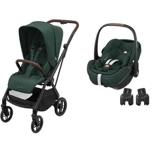 MAXI COSI - Poussette DUO Leona 2 + Pebble 360 Pro 2 TWILLIC GREEN