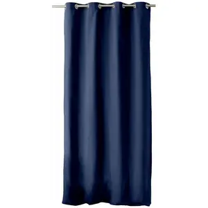 Rideau coloré en pur coton 8 oeillets Bleu Marine 135x240 cm pas cher