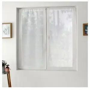 HOME MAISON Paire de vitrages brodée de sphères Blanc 60x90 cm pas cher