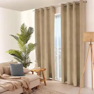 ENJOY HOME Rideau thermique en velours tramé "Velvet" - Taille: 140x260cm - Coloris: Naturel pas cher
