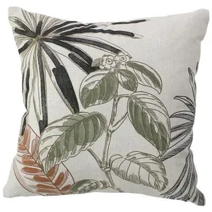 Coussin déhoussable aux impressions naturelles Ecru 40x40 cm pas cher