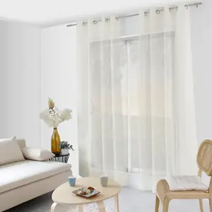 Voilage avec bande ajourée Mia - Taille: 140x240cm - Coloris: Ivoire pas cher